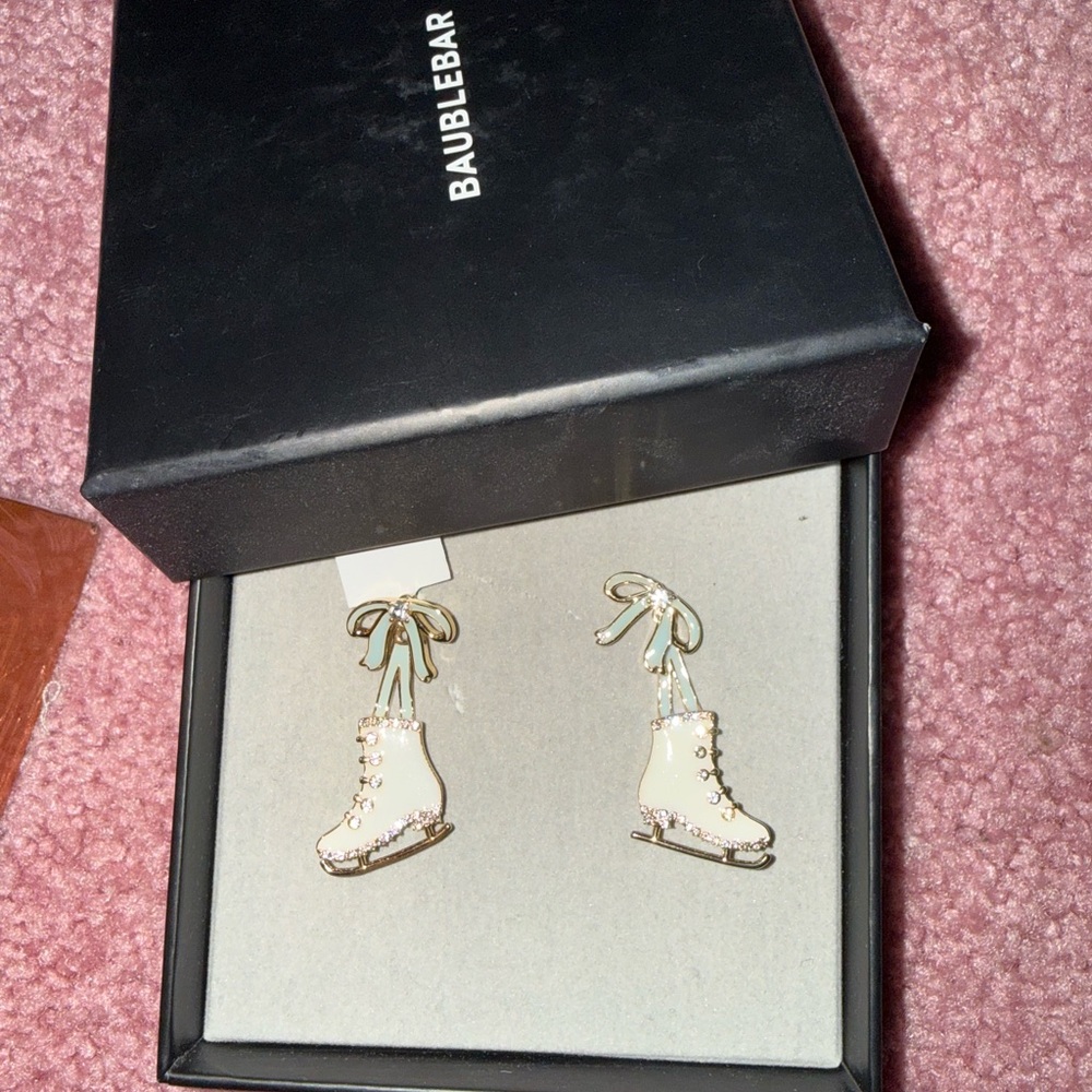 BaubleBar White and Blue Ice Skate Earrings NWB